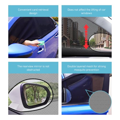4 PCS Car Side Window Shades, Sun Blocking Dustproof Shield for Baby Kids, High-Density Mesh Privacy Protection Curtain, Foldable Cover for Front & Rear Windows (Black)