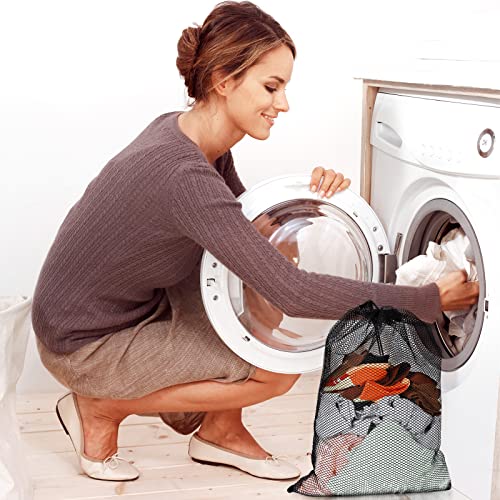 TecUnite 10 Pack Mesh Drawstring Bags for Laundry, 12 x 16 Inch, Black - color: Black, size: 12 x 16 Inch
