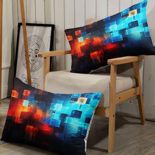 Blue Geometric Cubes Printed Twin Sheets Set 4 Pcs Bed Sheet for Teens,Boys,Girls,with 1 Flat and 1 Fitted Sheet + 2 Pillowcases - color: Geometric Cube, size: Twin 67x97 inches