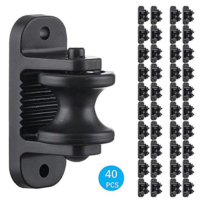 QMARK 40 Pack Electric Fence Wood Post Roller Insulators, Corner Insulators Black