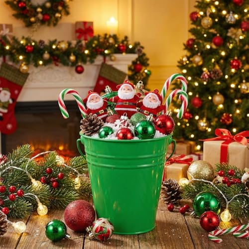 Sadnyy 12 Pack 4.5 X 5 inch White Red Green Metal Buckets - color: White Red Green, size: 4.5 x 5 in