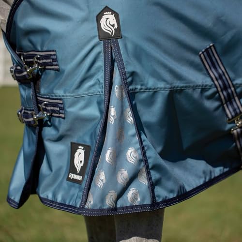 Equinavia Thunder 360 Detachable Neck Light Weight Turnout Blanket 100g - Bluestone Blue - 69 in - color: Bluestone Blue, size: 69 in