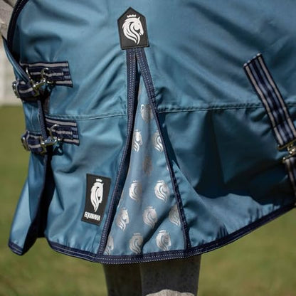 Equinavia Thunder 360 Detachable Neck Light Weight Turnout Blanket 100g - Bluestone Blue - 69 in - color: Bluestone Blue, size: 69 in