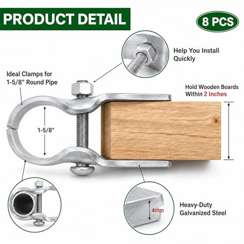 8 Pack Horse Panel Clamps Wood Boards, Fit 1-5/8" Livestock Corral Panels