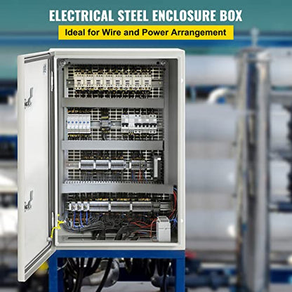 VEVOR NEMA Steel Enclosure, 24 x 16 x 10'' NEMA 4X Steel Electrical Box, IP66 Waterproof & Dustproof, Outdoor/Indoor Electrical Junction Box, with Mounting Plate - size: 24 x 16 x 10