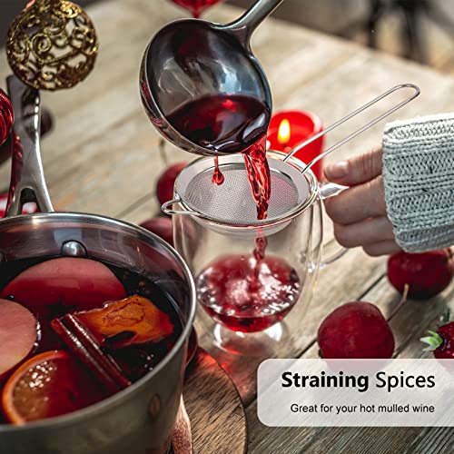 D Fine Mesh Strainer, Stainless Steel Sieve Sifter with Handle, 3-Inch