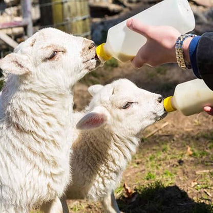 Goat Nursing Bottles Set, 2 Pieces 400 ml Lamb Feeding Bottle Kit 10 Pieces Small Animal Liquid Milk Drink Parts for Feeding Accessories Cow Sheep Puppy Pig Goat Supplies