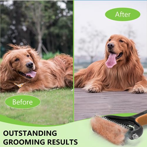 Staltwo Deshedding Dog Brush for Shedding, Undercoat Rake for Dog&Cat - color: Orange