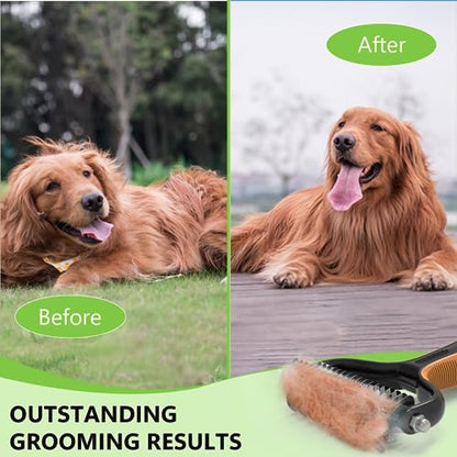 Staltwo Deshedding Dog Brush for Shedding, Undercoat Rake for Dog&Cat - color: Orange