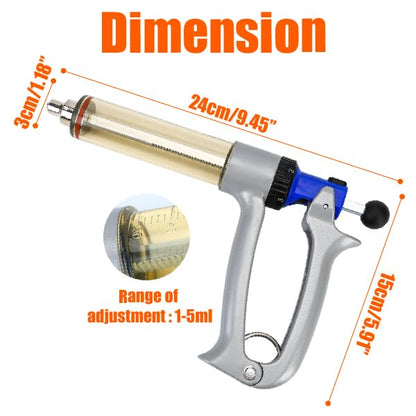 50ML Semi Adjustable Continuous Repeating Syringe Auto Injector – Livestock Pump Automatic Injectors for Syringes – Cattle, Cow, Goat, Sheep, Pig Veterinary Tool