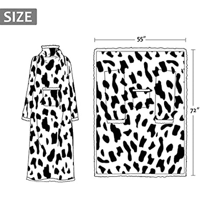 Catalonia Sherpa Wearable Blanket with Sleeves and Pocket for Adults - color: Dalmatian, size: Standard Pocket