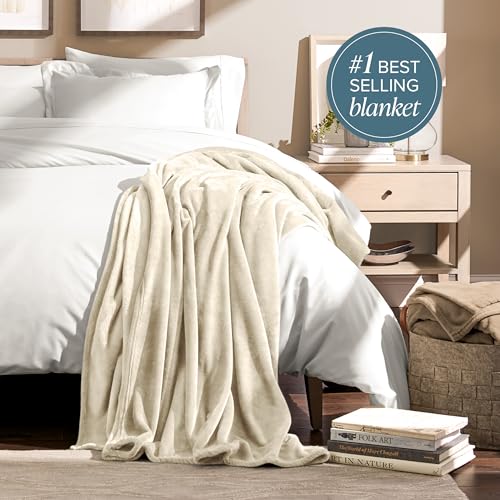 Bare Home Fleece Blanket Luxury Microplush (Full/Queen, Oyster) - color: 20 - Oyster, size: Full/Queen