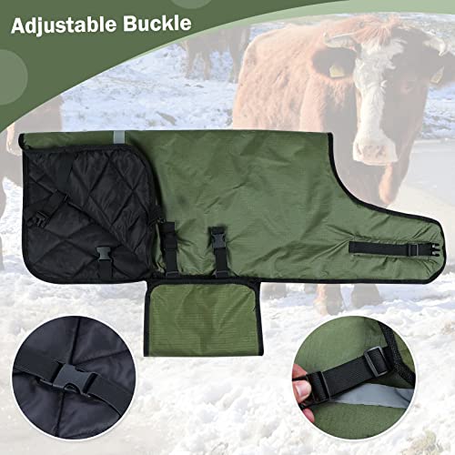 Green Thickened Windproof Waterproof Horse Blanket - Warm Calf Clothing for Cattle (1 Pack)