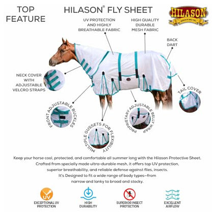 HILASON 78 in Purple Horse Fly Sheet UV Protect Mesh - color: Purple, size: 78 In