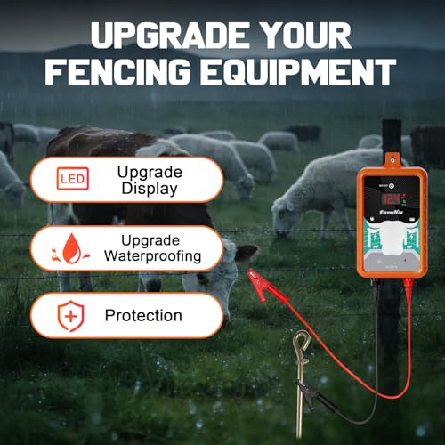 15 Miles Electric Fence Energizer, 4J Output 12KV High Voltage Pulse Charger, AC/DC Power with LED Indicator & ON/Off Switch, Electric Fence for Livestock Poultry Garden Wildlife Control