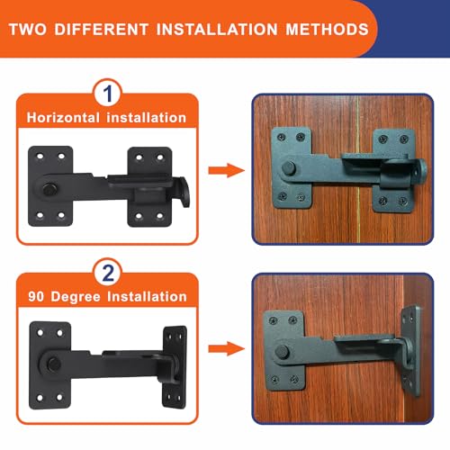 2PCS Flip Latch Lock,90 Degre Heavy Duty Gate Latch with Padlock Hole,Safety Door Bolt Latch Lock,Barn Door Lock Suitable for Wooden Fences,cabinets, bathrooms, Toilets, Windows, etc. - size: 2 Pieces