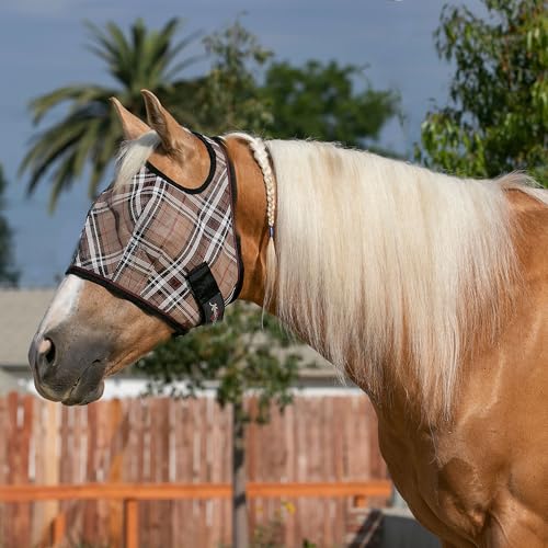Kensington Fly Mask Web Trim — Protects Horses Face and Eyes From sun While Allowing Full Visibility — Ears and Forelock Able to Come Through the Mask, Medium, Deluxe Black - size: M (Small Horse)