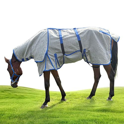 Horse Fly Sheet – UV Protection Breathable Mesh Summer Horse Rug, Lightweight Horse Sheet for Real Horses, Spring/Summer Turnout Sheet with Belly Wrap, Detachable Neck Cover (US 81IN (EU 155cm)) - size: US 81IN (EU 155cm)