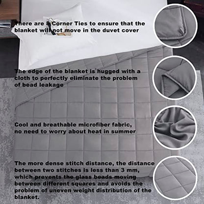 L'AGRATY Weighted Blanket Kids- 40"x60" 7lbs Cooling Breathable Heavy Blanket Microfiber Material with Glass Beads All-Season Summer Fall Winter Soft Thick Comfort - color: 05-light Grey, size: 40" x 60" | 7lbs
