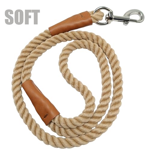 BTINESFUL 3/5/10ft Braided Rope Cotton Dog Leash for Large Medium Dogs - color: brown, size: 3 Foot (Pack of 1)
