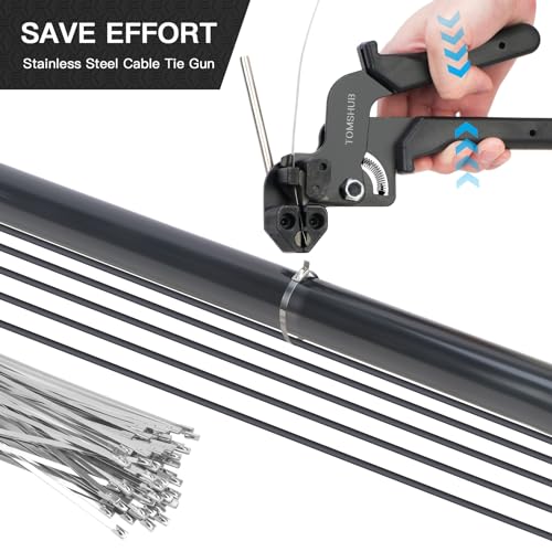 Metal Zip Tie Tool Kit, 100pcs 11.8 Inch Stainless Steel Zip Ties - color: Silver,black