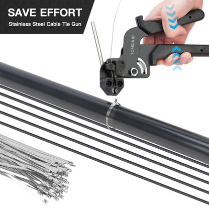 Metal Zip Tie Tool Kit, 100pcs 11.8 Inch Stainless Steel Zip Ties - color: Silver,black