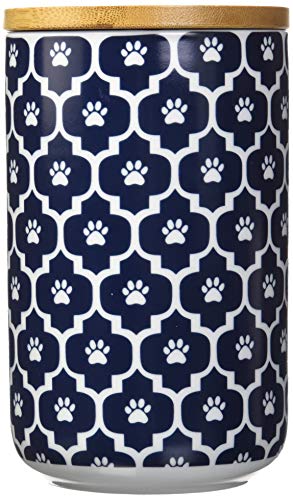Bone Dry Lattice Collection Pet Bowl & Canister, Treat Canister, 4x6.5", Nautical Blue - color: Nautical Blue, size: Treat Canister, 4 x 6.5 in (Pack of 1)
