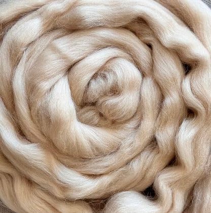 Cream Beige Wool Roving, 8 OZ. Best Wool for Needle Felting, Wet Felting, Handcrafts and Spinning - color: Cream Beige