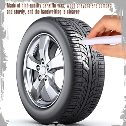 MotiMind 60 Pcs Industrial Lumber Crayons Bulk Wax Tire Marker Construction Marker for Craft Detailed Marking on Lumber Metal Carton Ceramics Concrete Glass Plastic 4.45" x 0.43" (White) - color: White