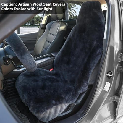 Aegis Cover Sheepskin Car Seat Cover Genuine Australian Merino Wool Front Seat Cover Luxury Dense Pelt Universal Fit for Most SUVs, Trucks, Bucket-Style, 54 X 22 Inches (CS-Charcoal) - color: Charcoal