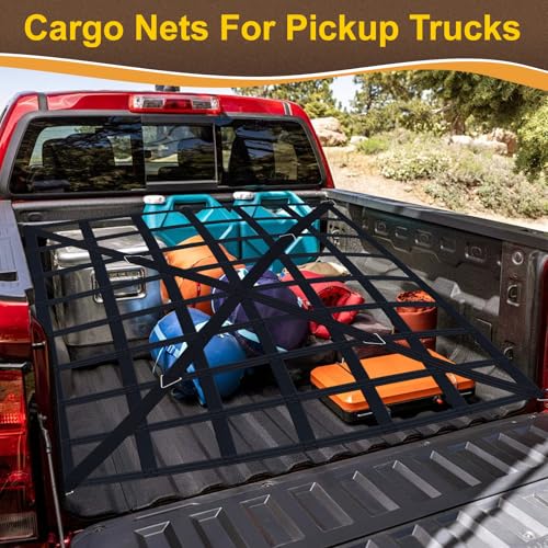 Cargo Net for Pickup Truck Bed, Heavy Duty 1100 lbs Capacity - size: 66" x 50"
