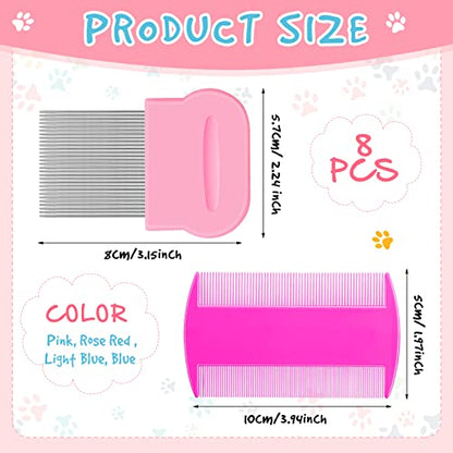 Maitys 8 Pcs Lice Combs Kids Pet,3.5 X 2 Inch, 3.54 X 1.57 Inch,Pink, Blue - color: Pink, Blue, size: 3.5 x 2 Inch, 3.54 x 1.57 Inch