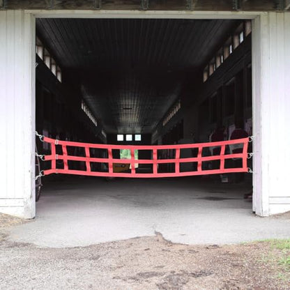 Country Pride Barn Door Guards, Heavyweight 2-Inch Polypropylene Webbing, Adjustable Length, Stainless Steel D-Ring Ends, Open-End Snaps, Stall Safety and Ventilation (12', Red) - color: Red, size: 12'