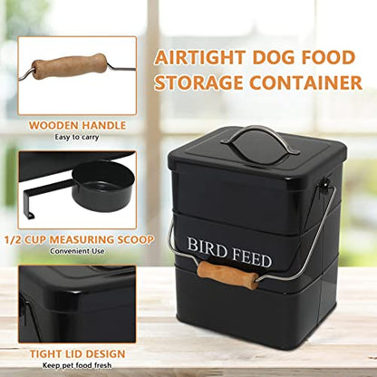 Geyecete Bird Feeder,Bird Food Jar Pet Food Storage Airtight Food Storage Container-Black - color: Black