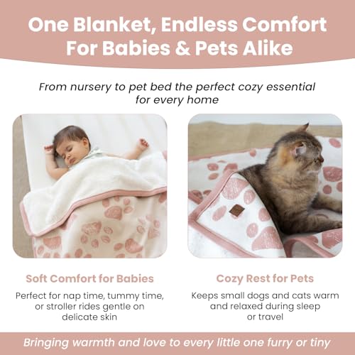 Baby & Pet Blanket, Cotton Sherpa, Pink Beige, 30x40 in - color: Pink