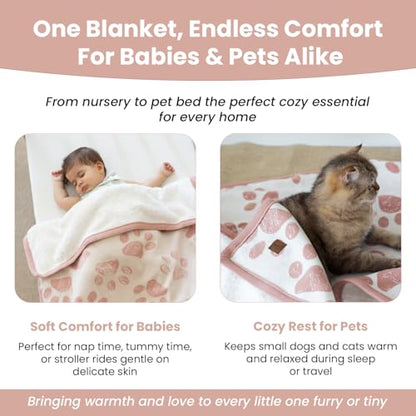Baby & Pet Blanket, Cotton Sherpa, Pink Beige, 30x40 in - color: Pink