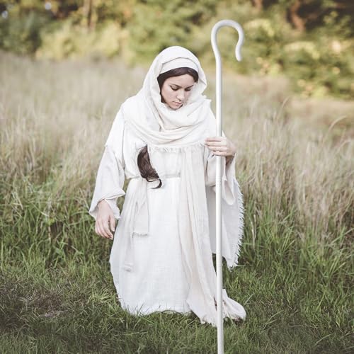 Spooktacular Creations White Shepherd Staff, Bo Peep Cane Shepherds Hook Prop Shepherdess Costume Accessories for Men Women Halloween Party