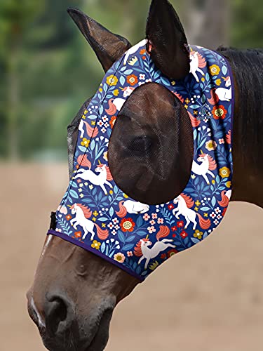 Mask Tech 5 Pieces Horse Fly Masks with Ears, Stretchy Elastic Mesh Fly Masks, 3D Eye Clearance, UV Protection-Large,Combo 20 - color: Combo 20, size: Large