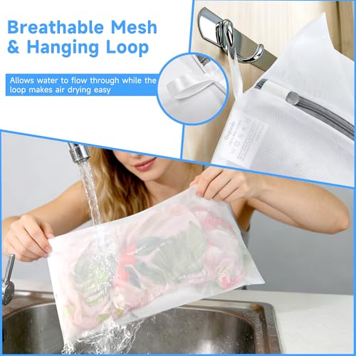 GOGOODA XL Mesh Laundry Bags, 4-Pack Large Wash Bags with Auto-Lock Zipper - color: Fine Mesh White, size: 4 XL Large