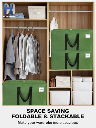 HOMESURE Supports 200lbs Heavy Duty Moving Bags - Strong Zipper & Wrap-Around Handles - Water-Resistant Storage Totes, Durable Alternative to Moving Boxes - 8 Pack - Olive Green - color: Olive Green