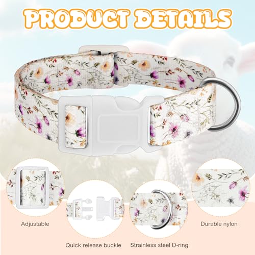 Goat Collar with Copper Bell Set for Sheep Lambs Pygmy Goat,Wildflower