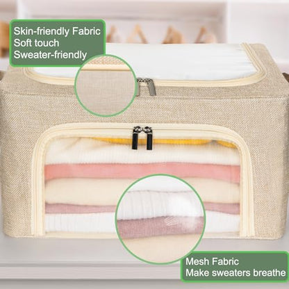 66L Large Cashmere Sweater Storage Bags | With 2 Bags of Natural Cedar Ball | Breathable Cashmere Garment Bag for Merino Wool/Knit Sweater, Stackable Knitwear Wool Clothes Storage Organizer Pouch - size: Large 1pack