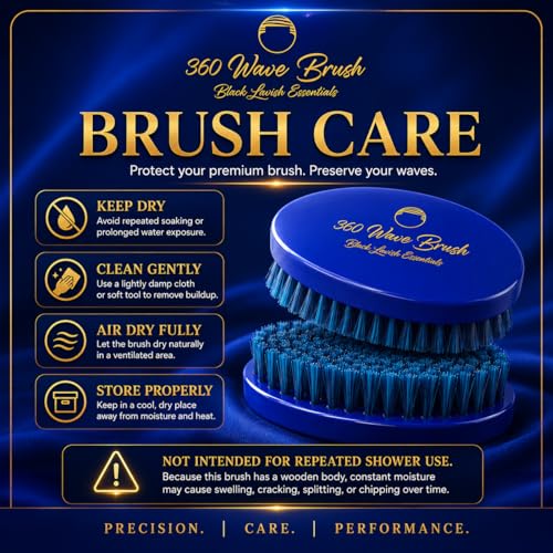 Men’s Hair Brush, Build Deeper, Hard Boar Bristle Curved, Perfect for Styling Hair, Ultimate Wave Grooming Tool, 360 Wave Brush (Medium-Hard Brush, Blue) - color: Royal Blue, size: Medium-Hard
