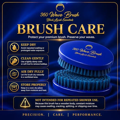 Men’s Hair Brush, Build Deeper, Hard Boar Bristle Curved, Perfect for Styling Hair, Ultimate Wave Grooming Tool, 360 Wave Brush (Medium-Hard Brush, Blue) - color: Royal Blue, size: Medium-Hard