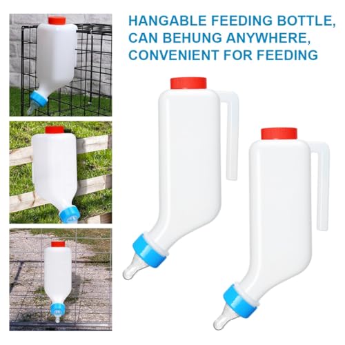 1000ml Lamb Feeding Bottle 2 Pack Hanging Goat Milk Feeder Bottles with Scale Livestock Nursing Bottle for Sheep Dogs Calf Fawns