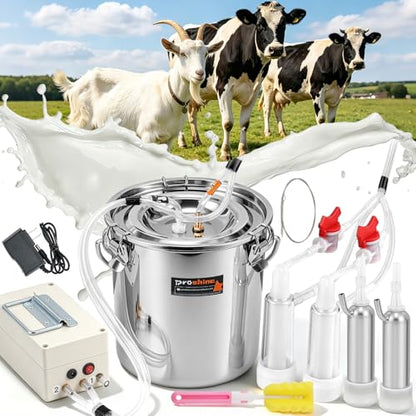 2-in-1 7L Goat Milking Machine, Electric Vacuum Pulsation Milker