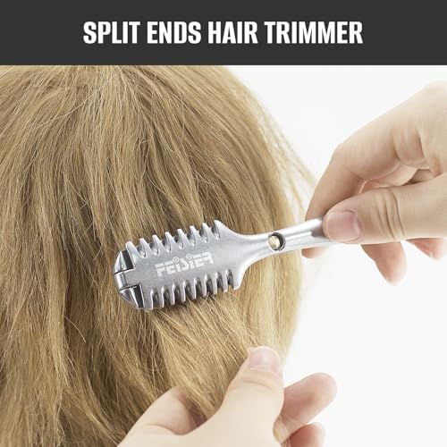 FEISIER Aluminum Double-Edge Hair Thinning Razor Comb with 10pcs Blades,Hair Texturizing Cutting Razor Comb for Thin and Thick Hair Trimming and Styling