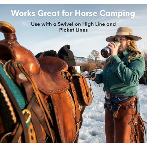LBH MARKET Mustang Horse Collar 2-Pack (Black), 1" Wide Nylon Neck Strap for High Line Picket Line Tying and Grooming in Crossties for Horses, Includes Rubber Horse Face Brush