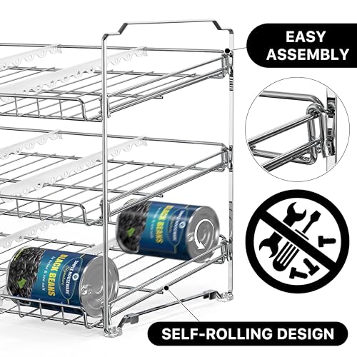 Simple Houseware 3-Tier Stackable Can Organizer Rack Hold 36 Cans, Chrome - color: Chrome