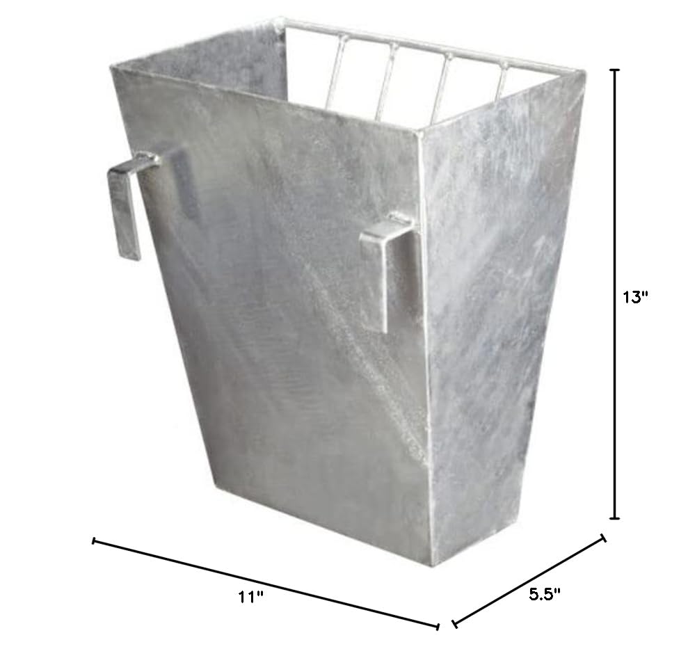 Premier 1 Grain & Hay Feeder | Hang over panels or gates via L-hooks. Reduces waste. Metal construction won't crack or fade. For sheep & goats.